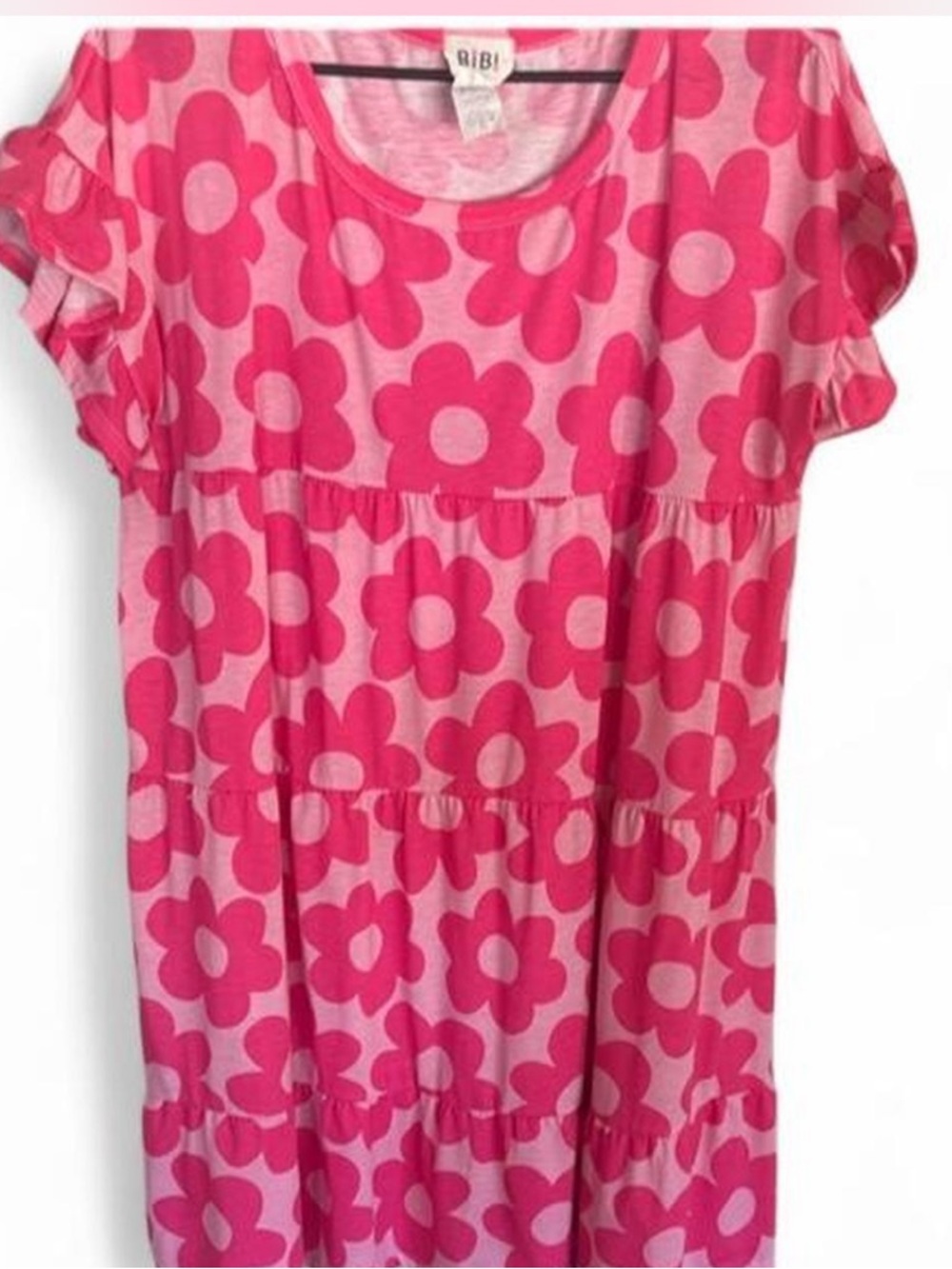 BiBi Pink Floral Tiered Dress